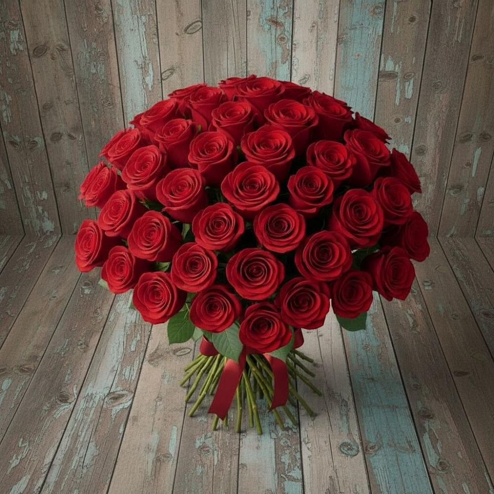 Букет 55 Красных роз Фридом в Старой Рузе