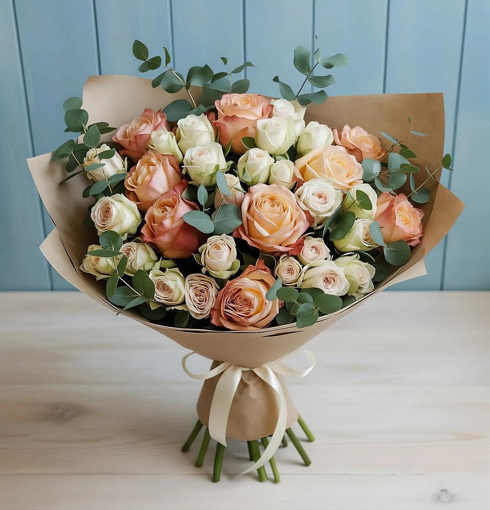Букет цветов из: Альстромерии и Розы в Старой Рузе