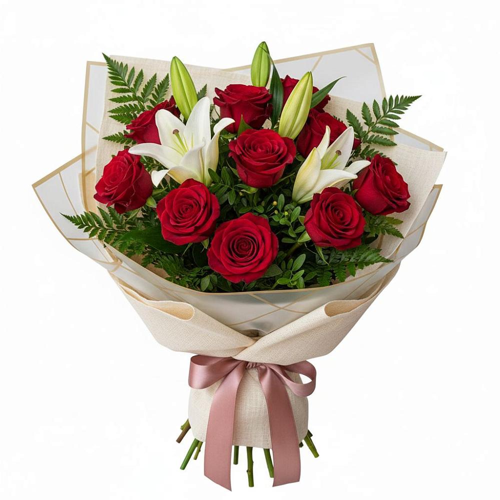 Букет цветов из: Лилии и Розы в Старой Рузе