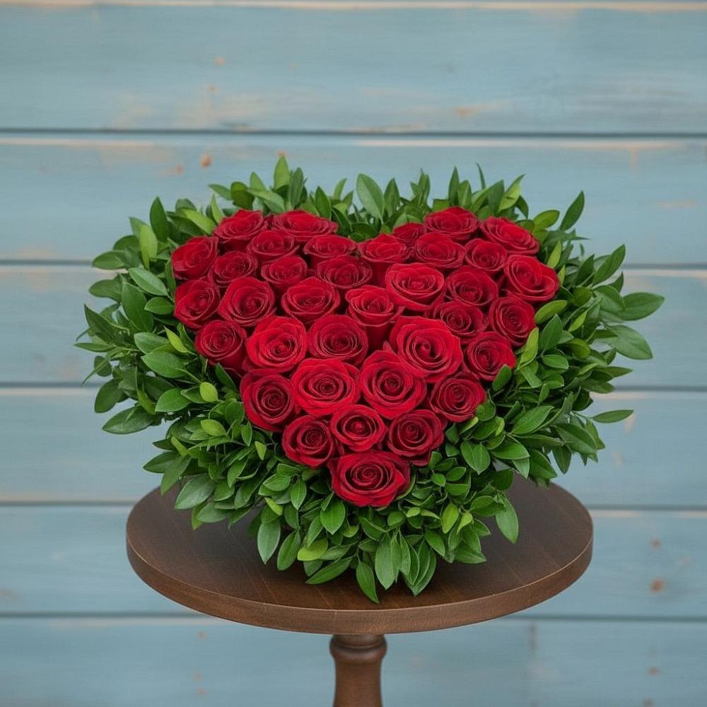 Цветочная композиция из Розы в виде сердца в Старой Рузе