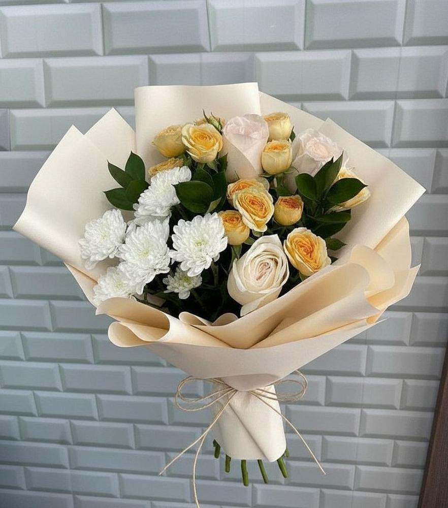 Букет цветов из: Розы и Хризантемы в Старой Рузе