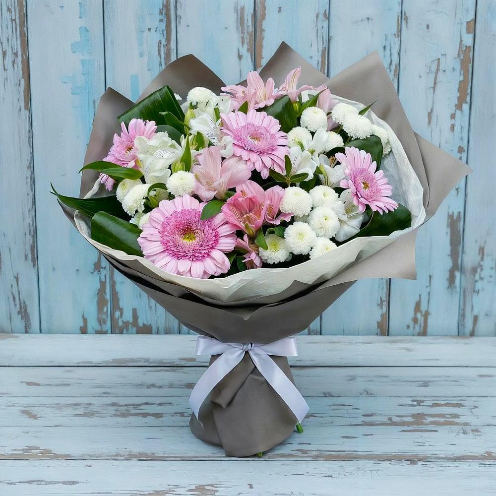 Букет цветов из: Герберы, Альстромерии и Хризантемы в Старой Рузе