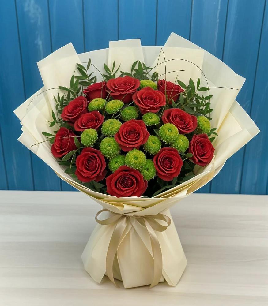 Букет цветов из: Розы и Хризантемы в Старой Рузе