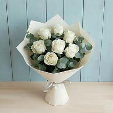 Букет Белые розы в Эвкалипте в Старой Рузе