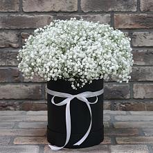 Цветочная композиция из Гипсофила в шляпной коробке в Старой Рузе