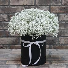 Цветочная композиция из Гипсофила в шляпной коробке в Старой Рузе